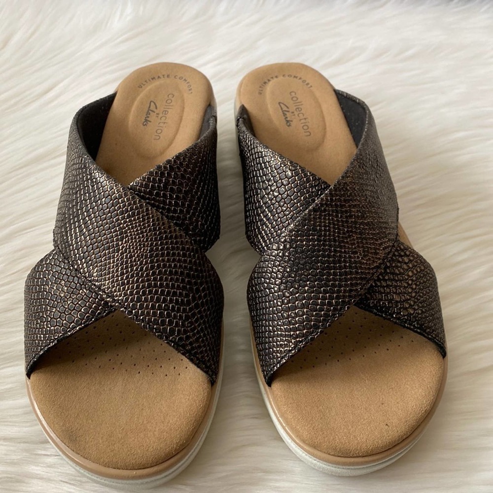 Clarks Womens Collection Jill Black Lizard 6.5M
